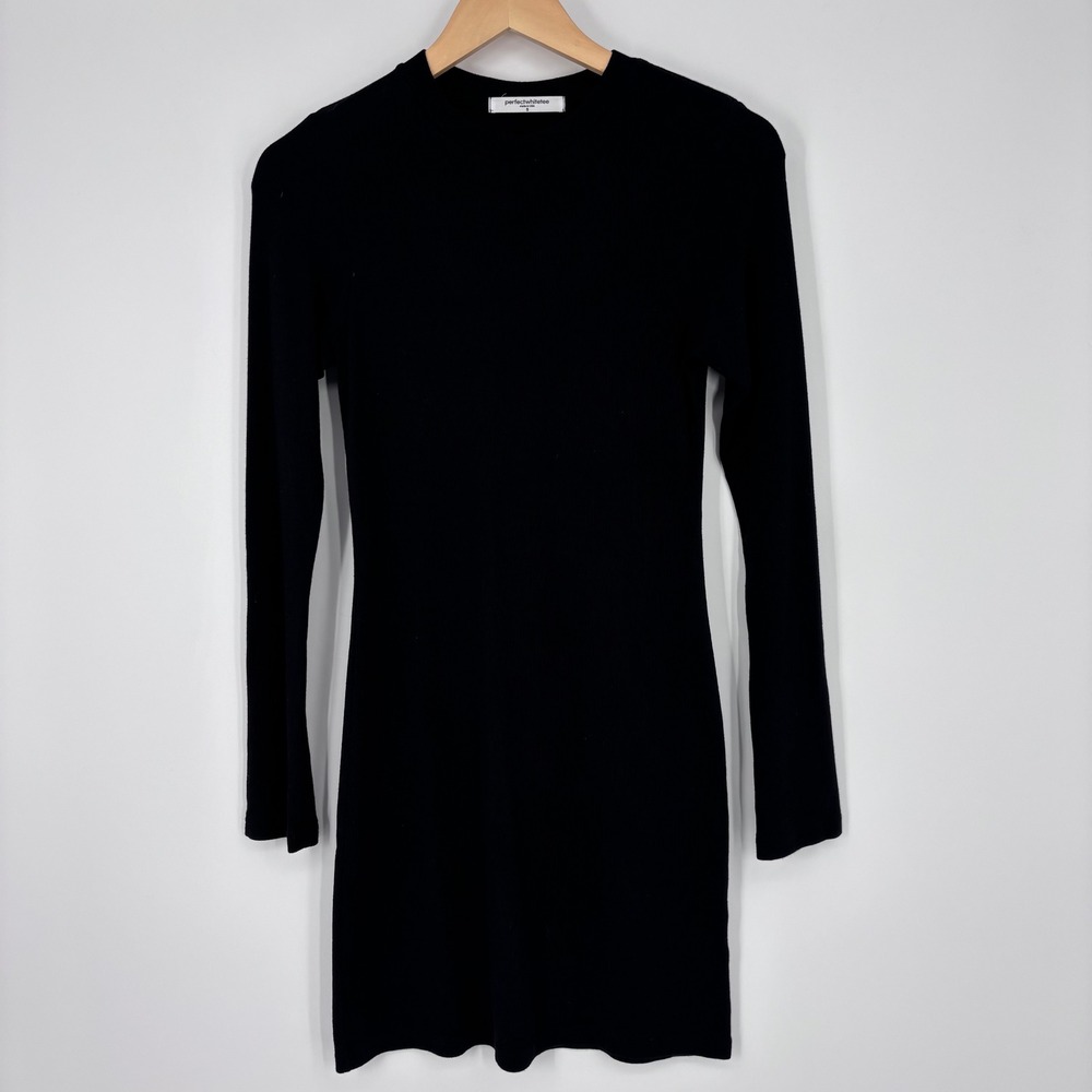 perfectwhitetee Victoria Dress Women S Black Ribbed Long Sleeve Mini LBD